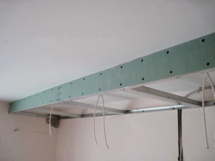 Потолок из гипсокартона с коробом для натяжного потолка как сделать