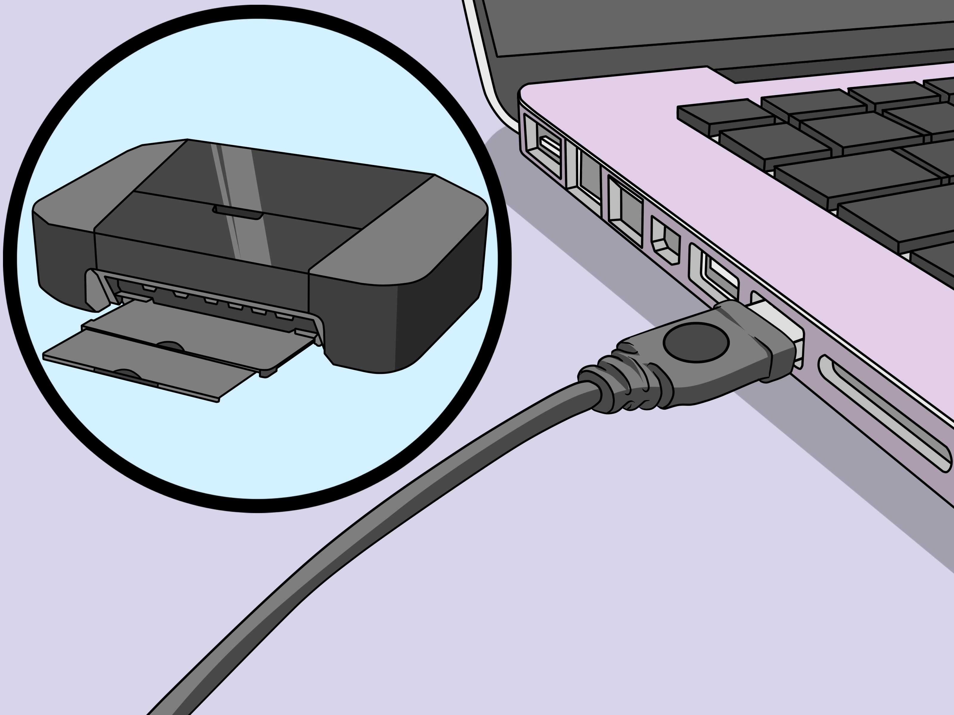Как подключить принтер к ноутбуку через usb-кабель?