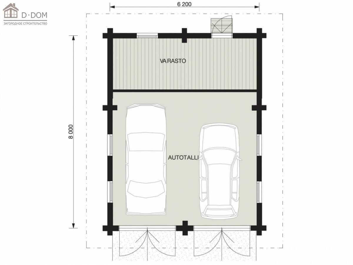 Проект гаража на 2 машины: фото с ценами и планировки с размерами