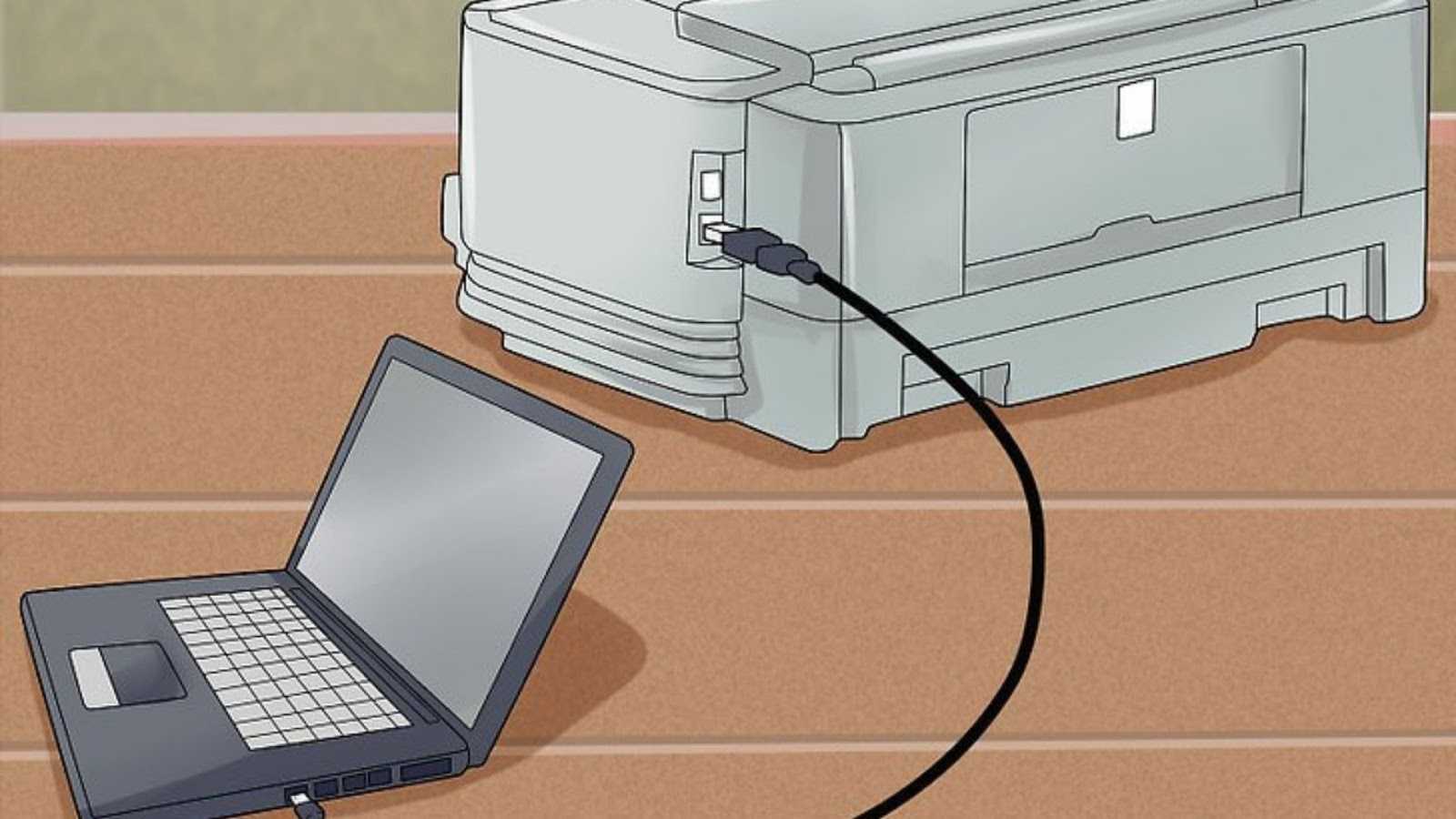 Подключение принтера через сетевой кабель в два этапа