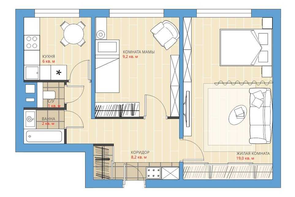 Дизайн 2 Х Комнатной Квартиры 45
