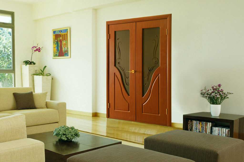 Двойные межкомнатные двери: в зал, гостиную, распашные, эконом класса, размер, фото