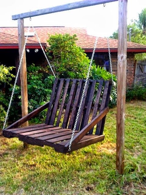 Качели из поддонов: садовые модели из паллет своими руками (31 фото)