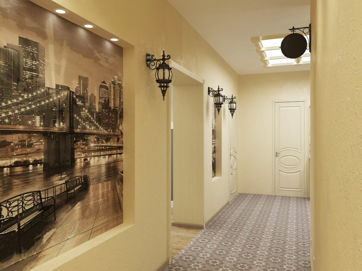 Фотообои в прихожую (61 фото): дизайн длинной узкой светлой прихожей, варианты для стены маленького коридора, интересные идеи для интерьера в квартире