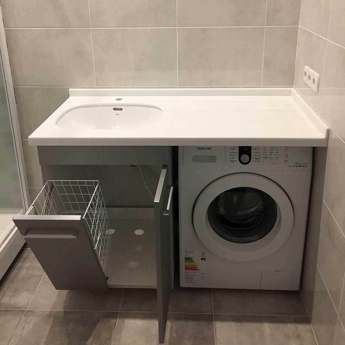 Раковина со столешницей над стиральной машиной: преимущества и недостатки, установка в ванной комнате