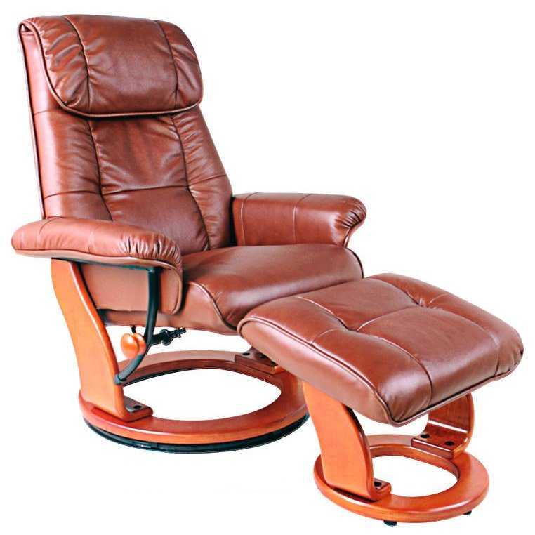 Кресла с подставкой для ног: с выдвижной подставкой и с банкеткой, мягкие модели с откидной спинкой и встроенной подставкой, другие