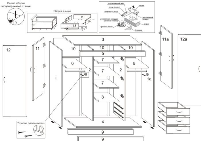 Сборка шкафа-купе с 2 дверями: пошаговая инструкция