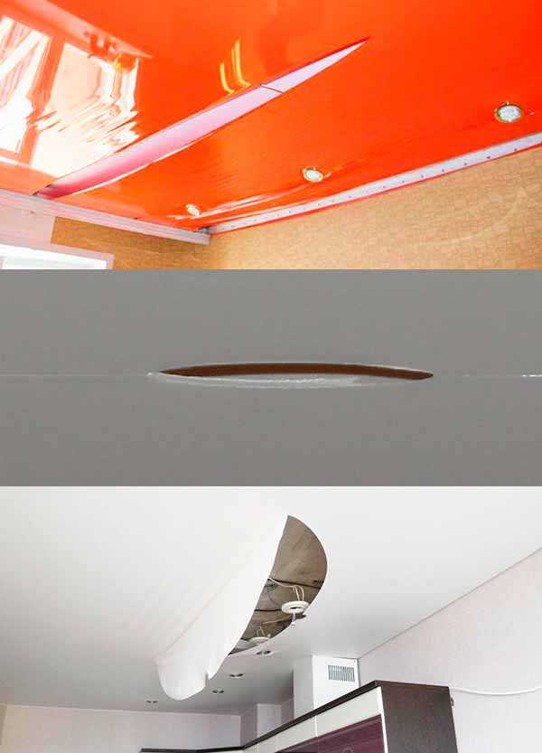 Как заклеить натяжной потолок после пореза - всё о ремонте потолка