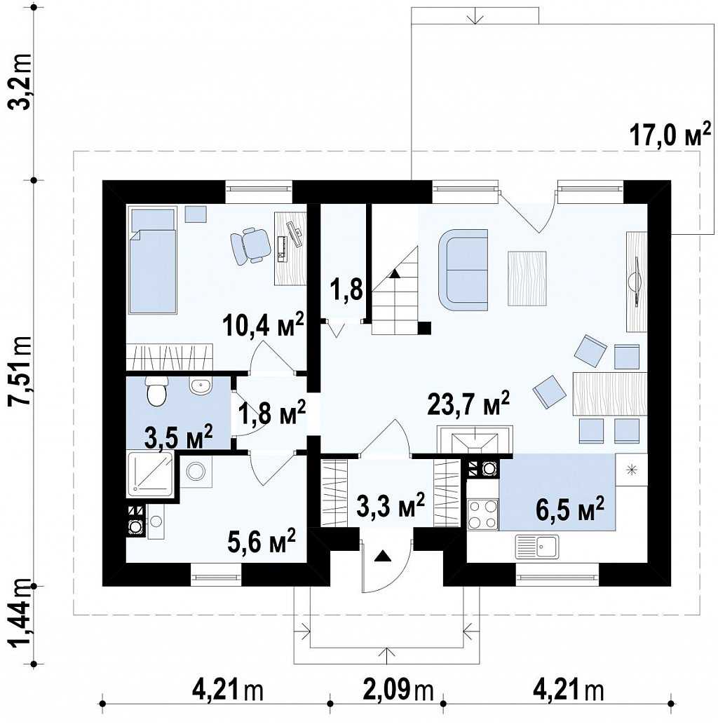 Проекты дома из пеноблоков с мансардой - простая планировка (81 фото): дача площадью 8х8, типовые дома из пеноблока размером 7 на 8