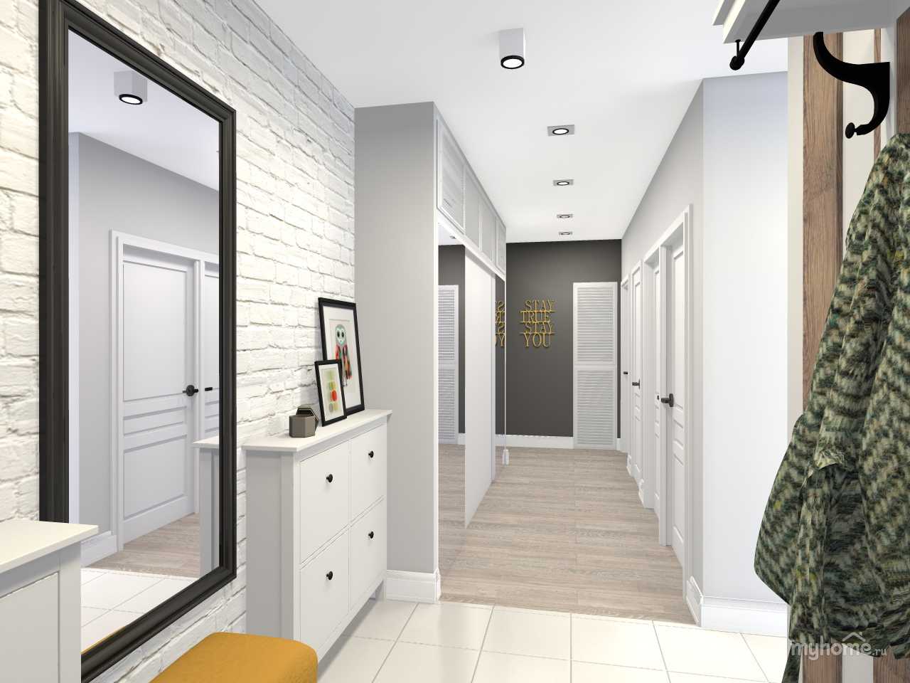 Стильный интерьер коридора: дизайн стен, пола, освещения. 75 фото