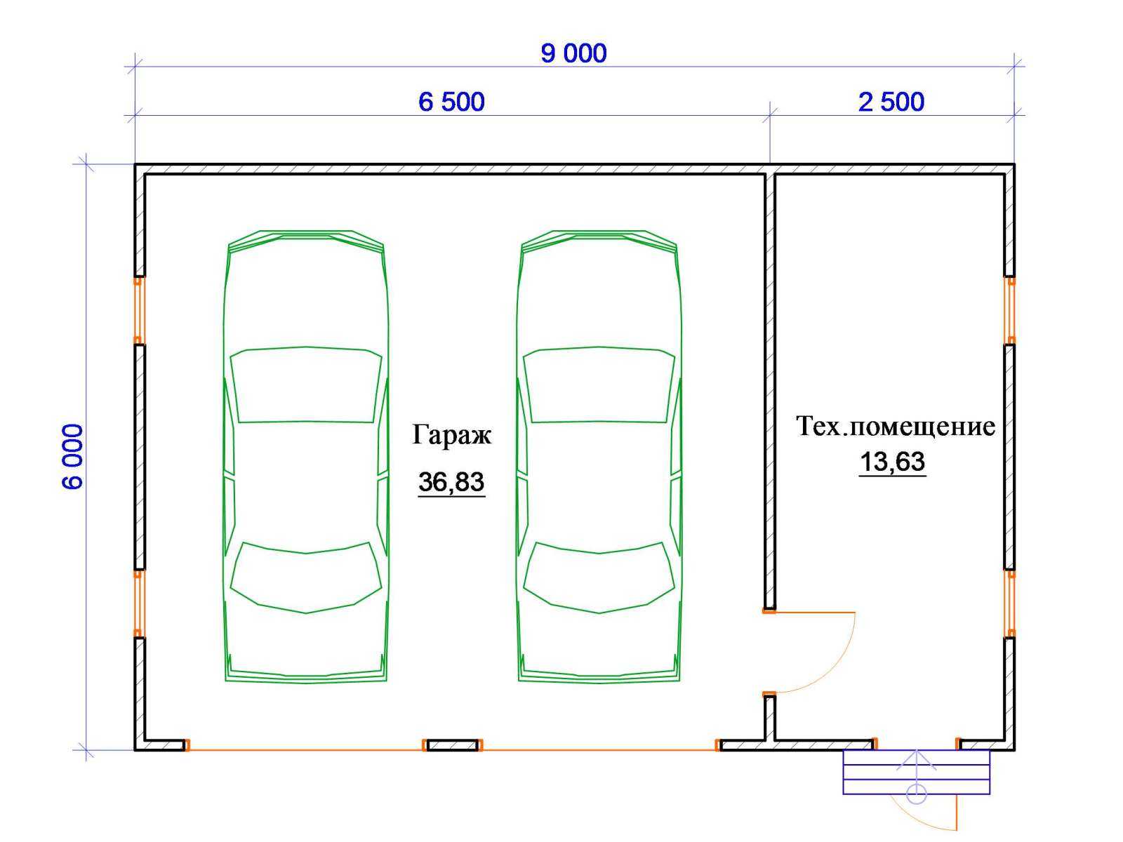 Проект гаража на две машины: фото с ценами и планировки с размерами