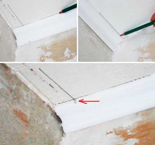 Плинтуса на потолок — как резать углы?