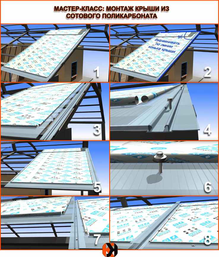 Как укладывать профилированный поликарбонат для крыши