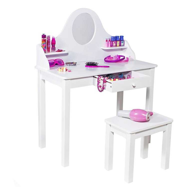 Детские трюмо с зеркалом для девочек (22 фото): туалетный столик для подростка со стульчиком