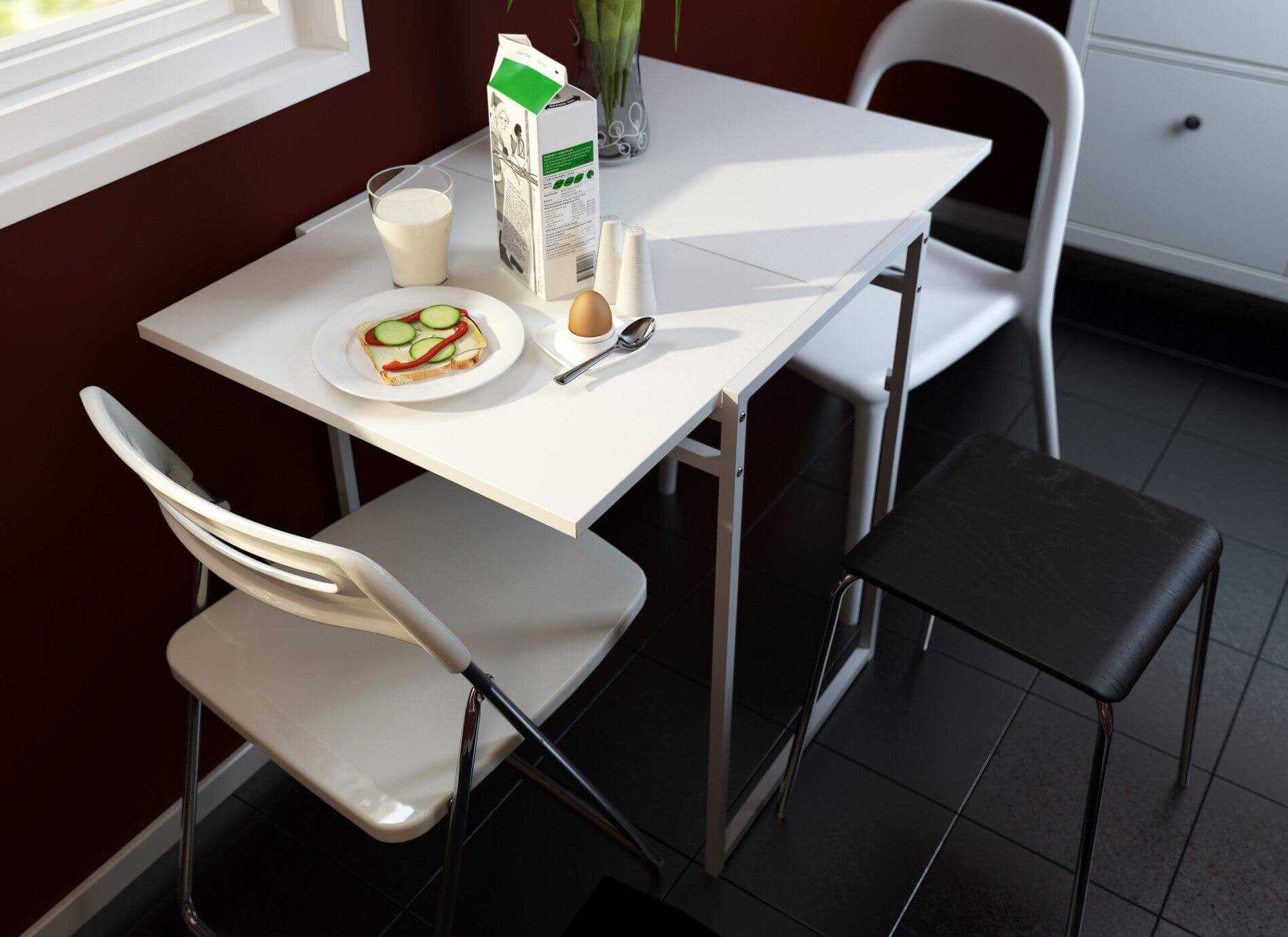 Пристенные столы на кухню (32 фото): полукруглые кухонные складные модели к стене, маленькие раскладные настенные модели