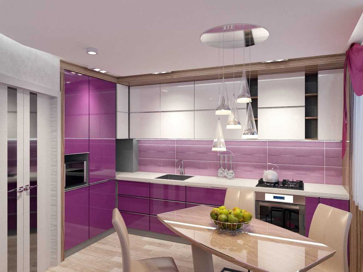 Лиловая кухня: дизайн интерьера лиловой кухни и гарнитура, фото идей оформления