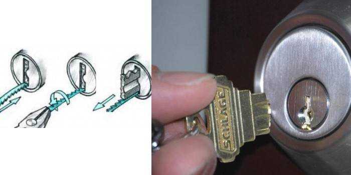 Как можно вытащить сломанный ключ из дверного замка