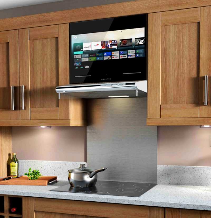 Телевизор на кухне: варианты размещения, размер и высота (30 фото в интерьере)