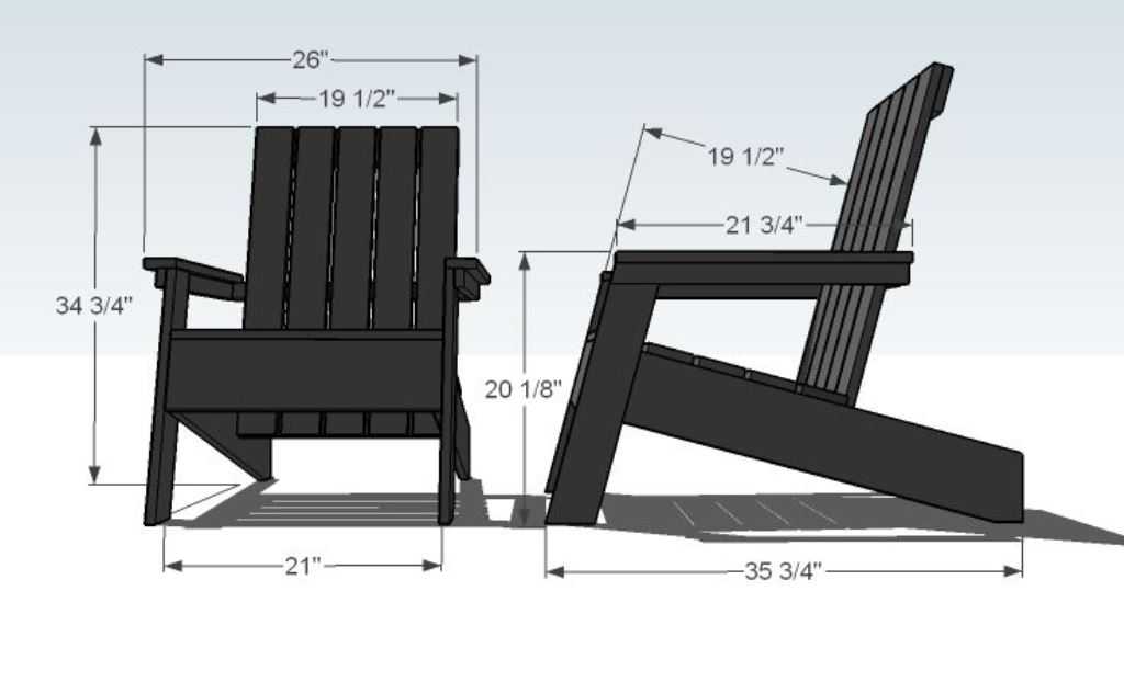 Размер садового кресла. Modern Adirondack Chair чертеж. Кресло Modern Adirondack Chair. Кресло Адирондак складное чертеж. Стул Адирондак чертеж.