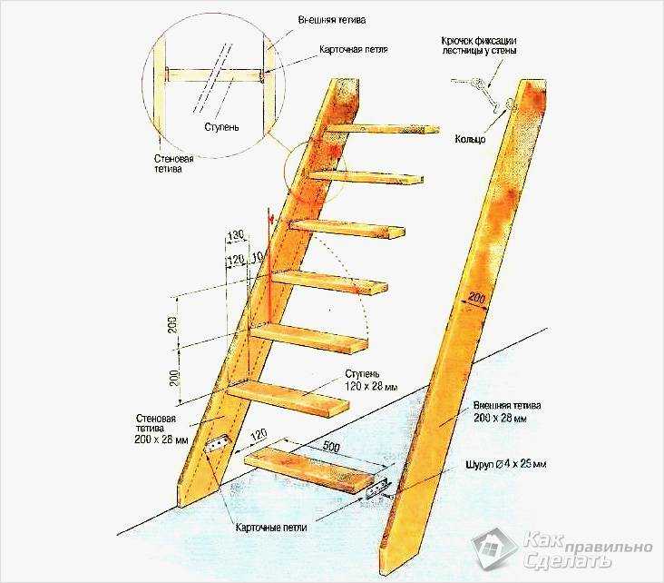 Приставная деревянная лестница своими руками - этапы изготовления, инструкция по установке