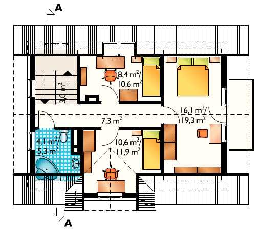 Планировка дома 6 на 9 с мансардой: план коттеджа размером 6х9
