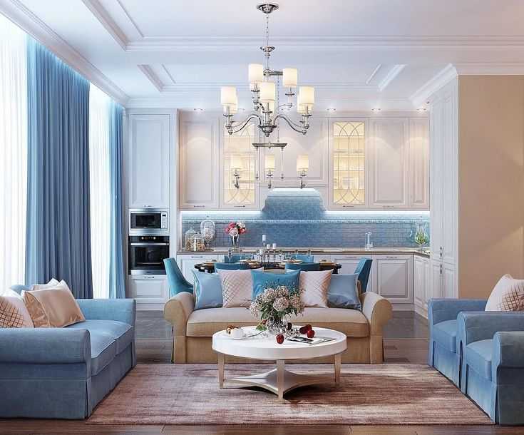 Синяя гостиная: 100 фото лучших примеров - дизайн интерьера