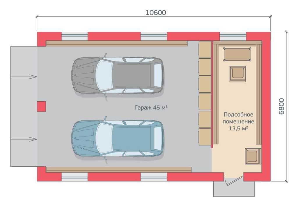 Размер гаража на 1 машину: оптимальные  параметры, минимальная стандартная ширина помещения для одного автомобиля в частном доме