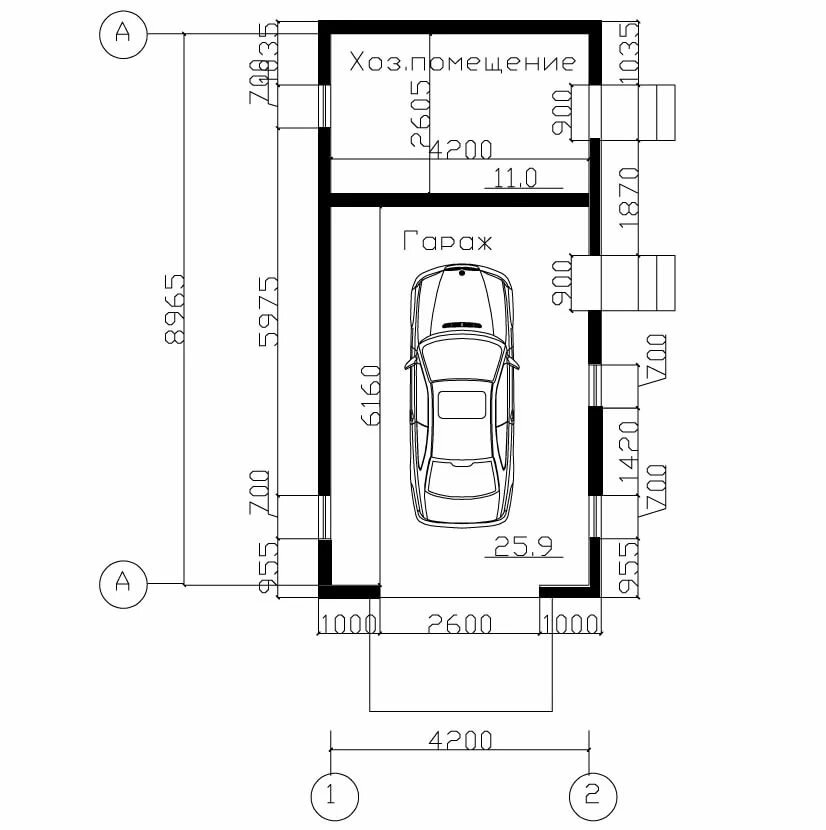 Размеры стандартного гаража для одного автомобиля