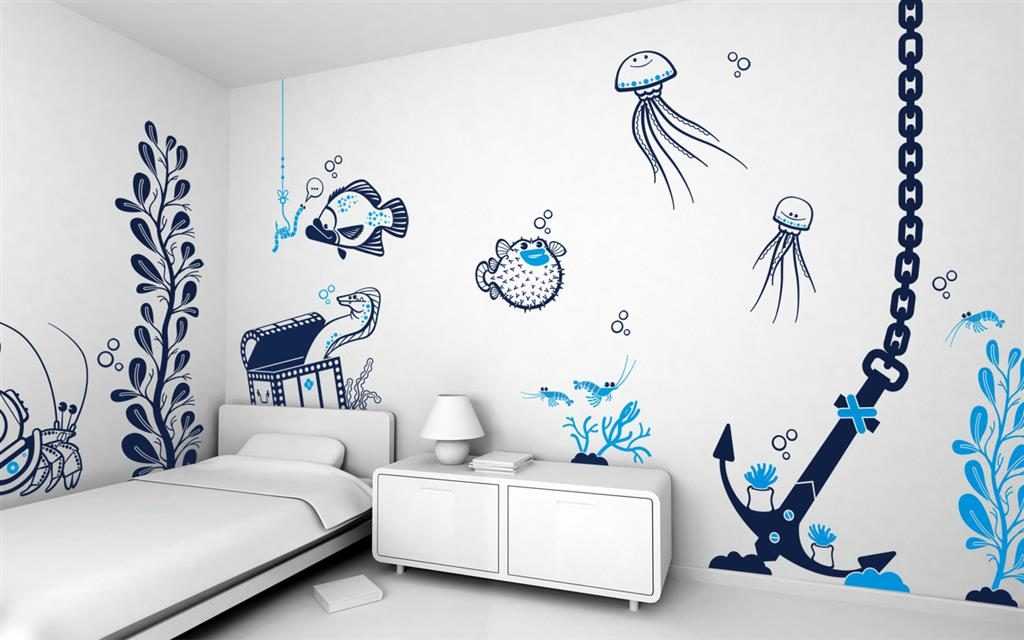 Рисунки на стене в квартире - особенности, техники