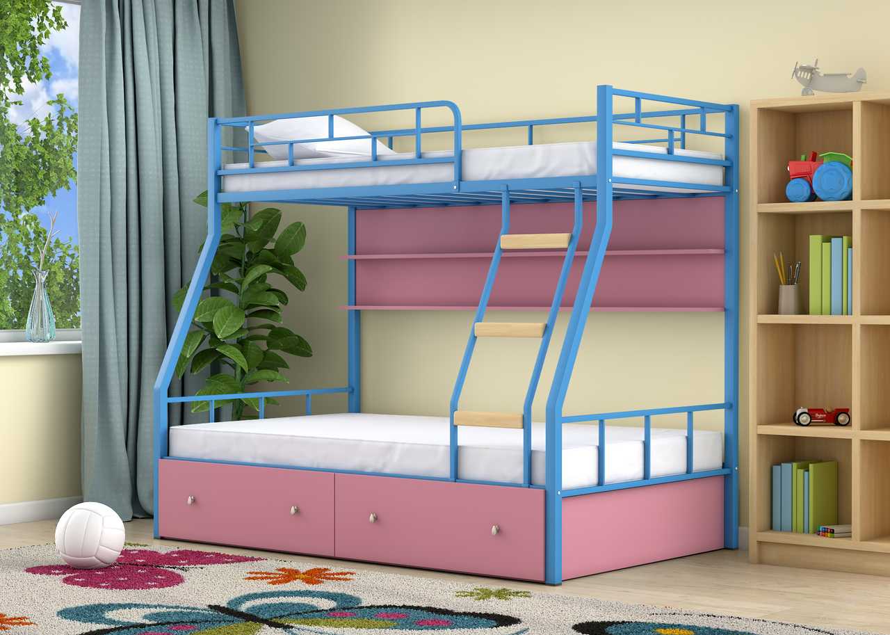 Двухъярусная кровать, особенности, основные размеры и цвета