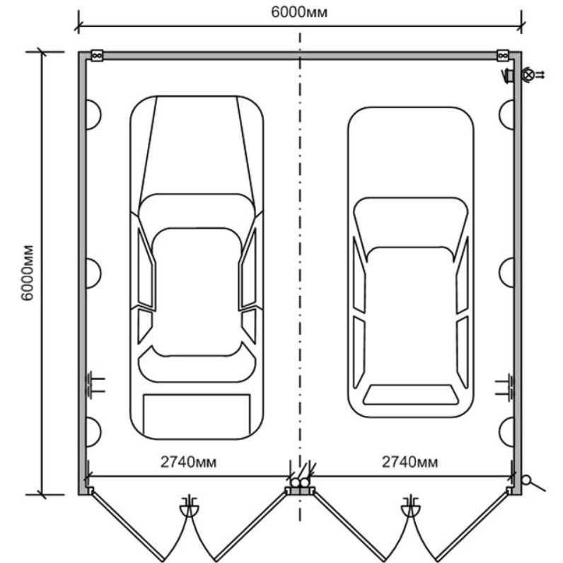Размеры гаража на 2 машины с одними воротами и двумя: стандартная высота и ширина ворот, оптимальные размеры на один джип